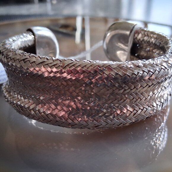 1985 Sterling Silver Tiffany Woven Cuff Bracelet A.Cummings - Picture 1 of 7